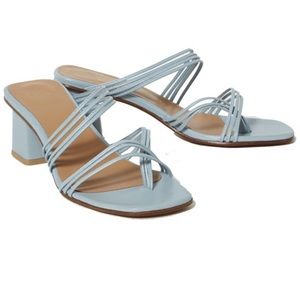 Loq Paola blue strappy block heel sandal